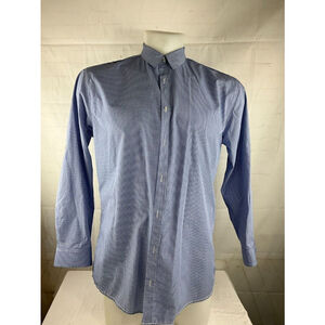 Men’s Big & Tall Tranquility Mayhem Point Collar Check Dress Shirt Sz 3XLT Blue